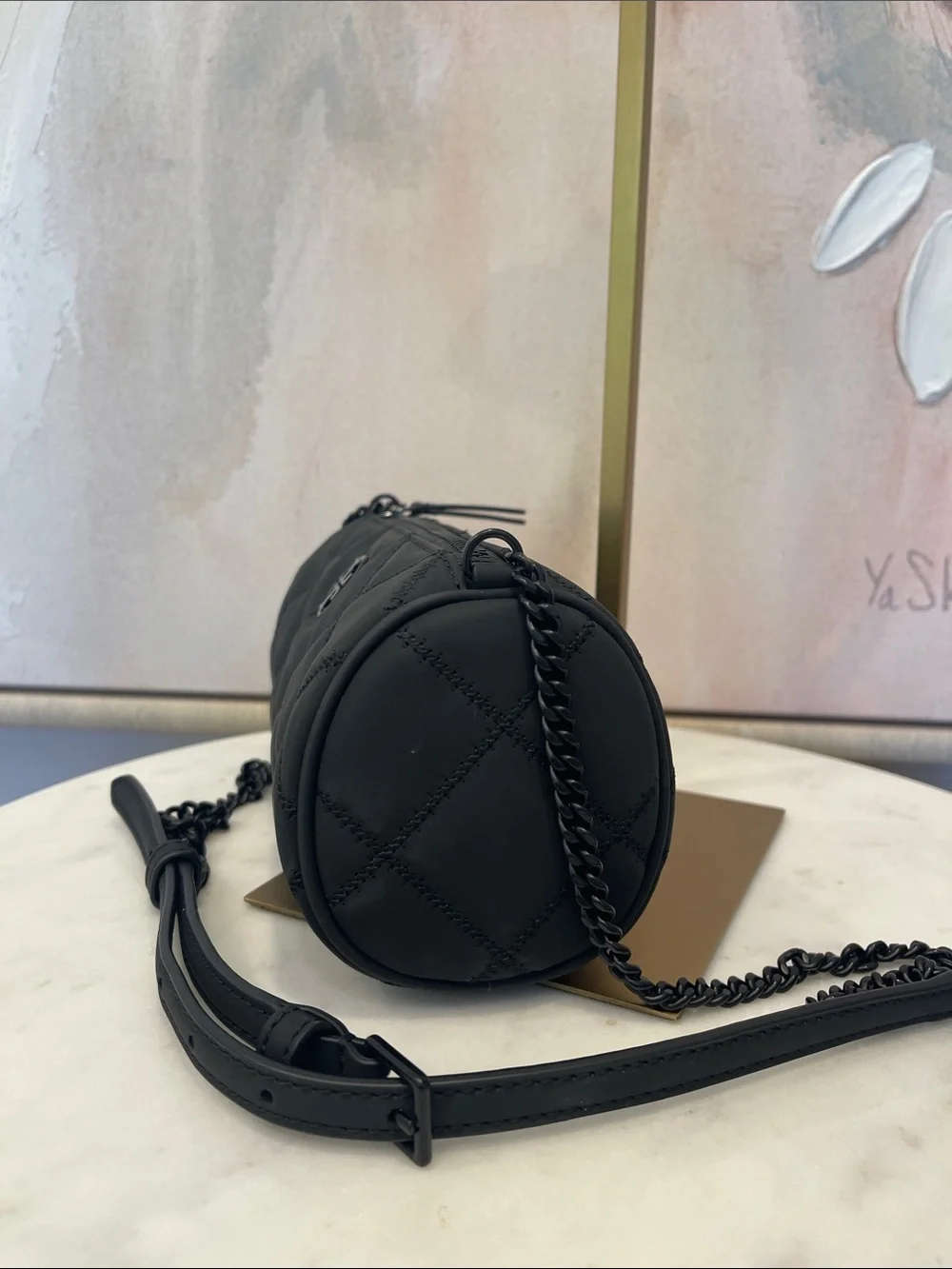 Tory Burch Black Willa Vegan Leather Barrel Crossbody